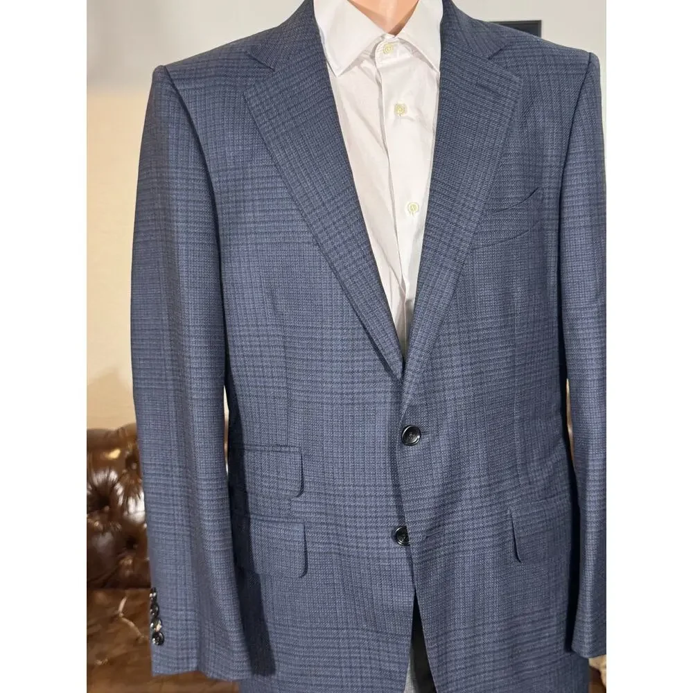 Tom Ford Houndstooth Blue O'Connor 52IT 42R US Sport Jacket Blazer